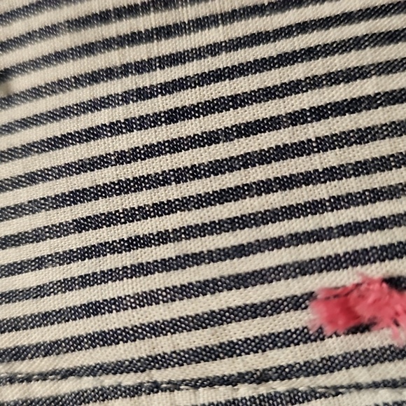 Navy and White Striped Fabric with Pink Accent (Crown and Ivy) - Picture 3 of 9